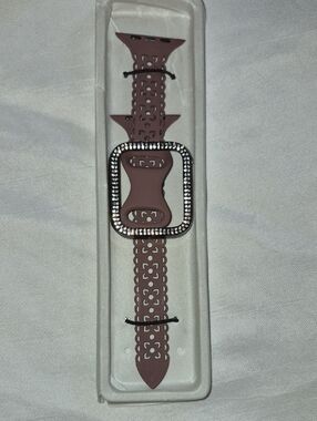 Rhinestone Accent Dusty Rose Silicone Watch Band
